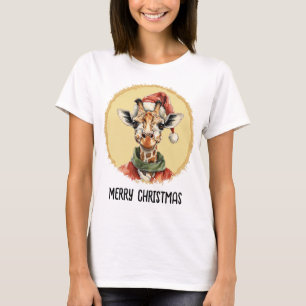 Camiseta Favoritos Engraçados de Natal Animal - Girafa 1
