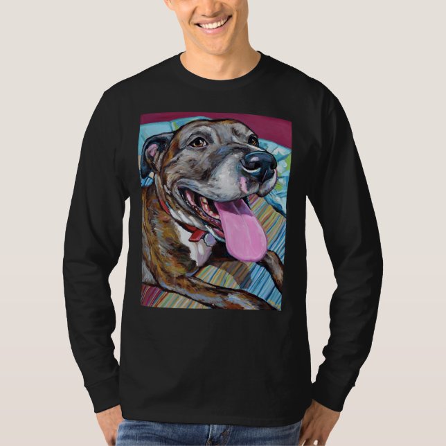Camiseta Fawn Brindle Pitbull Mix Rescut Dog (Frente)