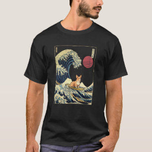 Camiseta Fawn Corgi Japonês Kanagawa Surf Cão