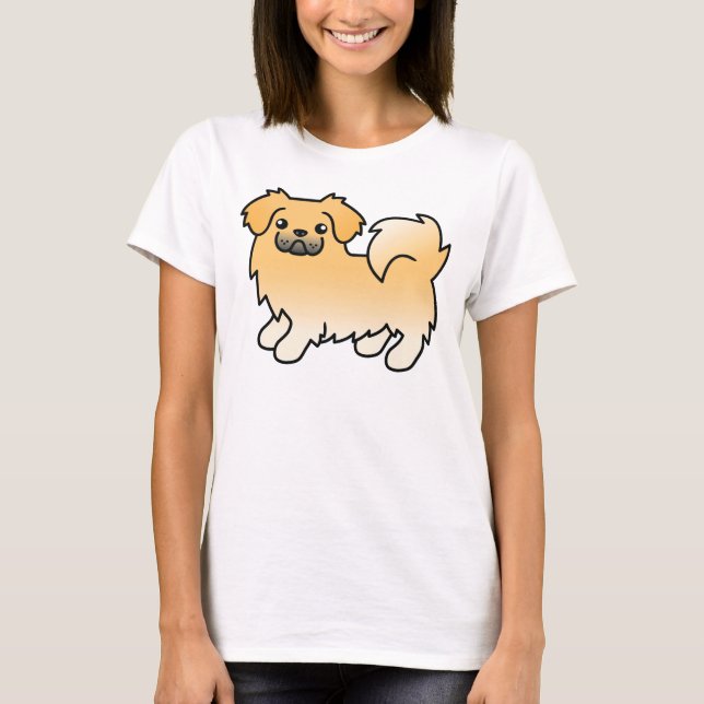Camiseta Fawn Tibetan Spaniel Cute Cartoon Dog (Frente)