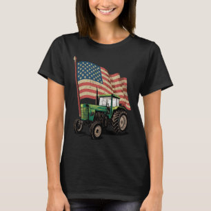 Camiseta Fazenda Agrícola Trator Usa Flag Trator American