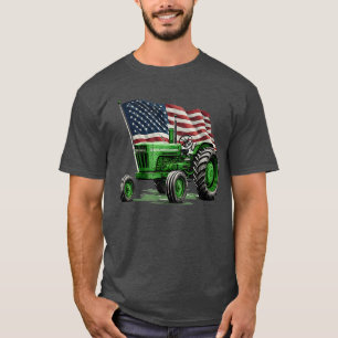 Camiseta Fazenda agrícola Trator USA Flag trator americano