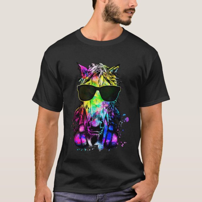 Camiseta Fazenda Anel-Cavalo-Retro Pop com Fones de ouvido (Frente)
