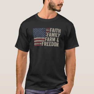 Camiseta Fazenda da família Faith e Cristo Patriótico dos E