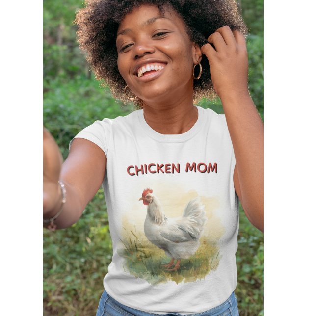 Camiseta Fazenda da Mamãe Frango Engraçada  (Funny Chicken Mom T-shirt for the women who keeps collecting chickens)
