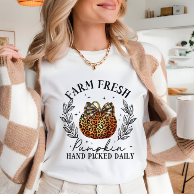 Camiseta Fazenda de abóbora-leopardo-doce elegante Queda (Criador carregado)