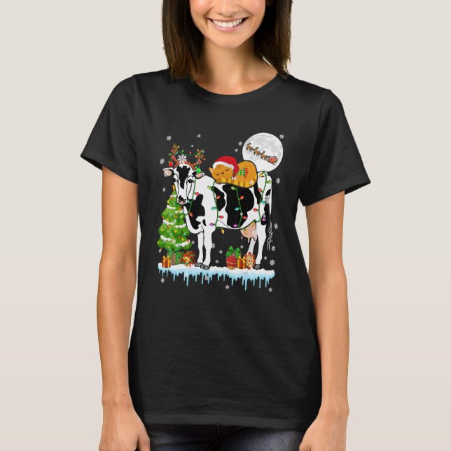 Camiseta Fazenda de Árvores de Natal da Vaca de Renas da Ga (Frente)