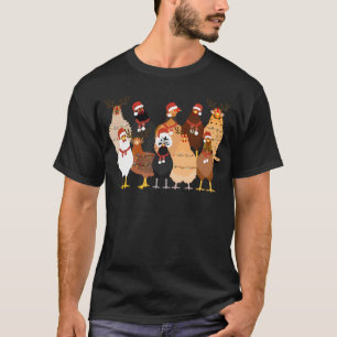 Camiseta Fazenda de Galinhas de Natal Luzes de Xmas Animais