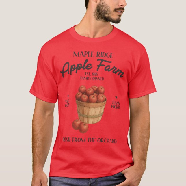 Camiseta Fazenda de Maçãs Maple Ridge Est. 1985 Propriedade (Frente)