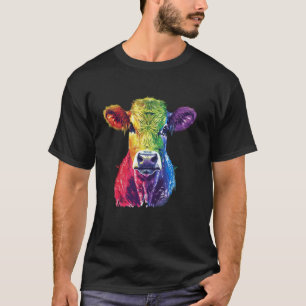 Camiseta Fazenda De Vaca Arco-Íris Colorida Ilustração De A