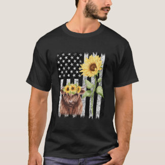 Camiseta Fazenda de Vacas Bandeira Americana Highland