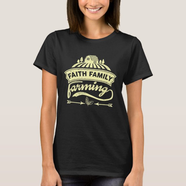 Camiseta Fazenda Faith Family Farming Field Farmland Co (Frente)