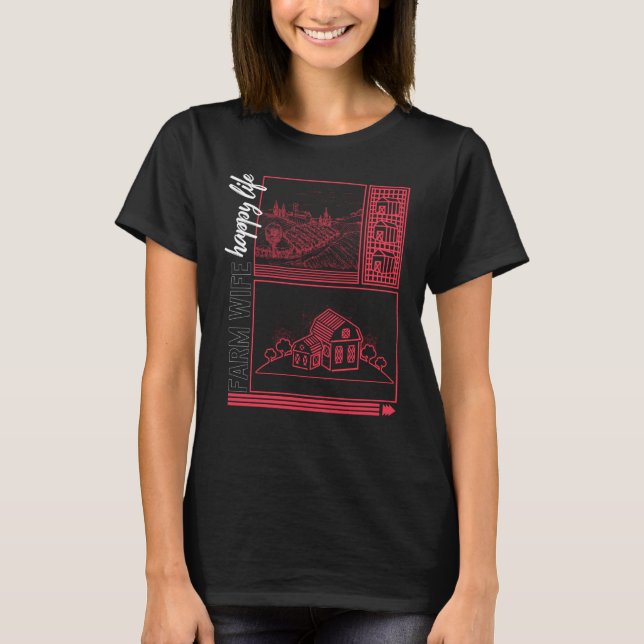 Camiseta Fazenda Feliz Esposa Farmhouse Paisagem Farmer W (Frente)