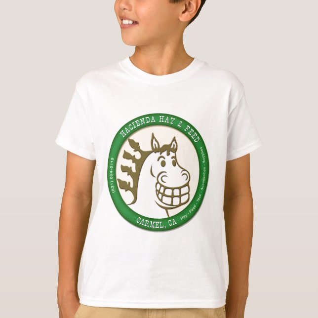 Camiseta Fazenda feno & logotipo da alimentação (Frente)