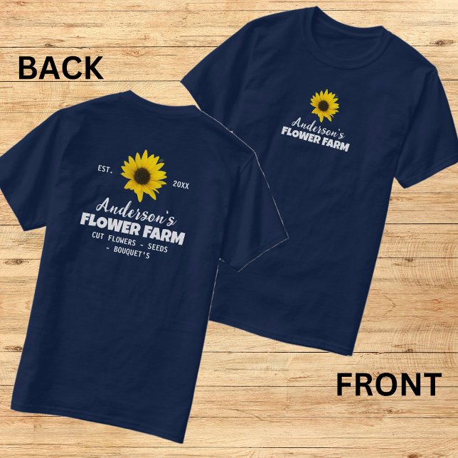 Camiseta Fazenda frontal e traseira/Nome da família Ano (Criador carregado)