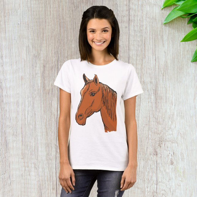 Camiseta Fazenda Marrom de Cabeça de Cavalo (Criador carregado)