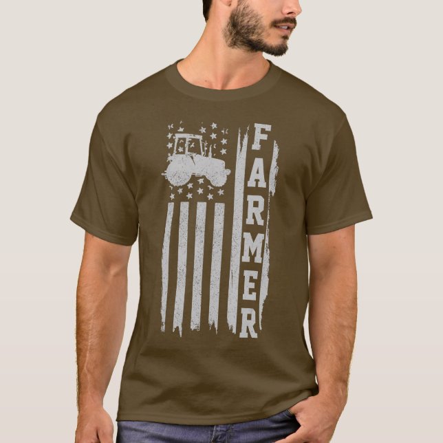 Camiseta Fazenda Patriótica de Bandeira Americana do Farmer (Frente)