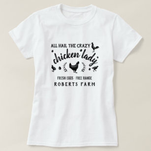 Camiseta Fazenda Personalizada de Lady Hen, Galinha Louca