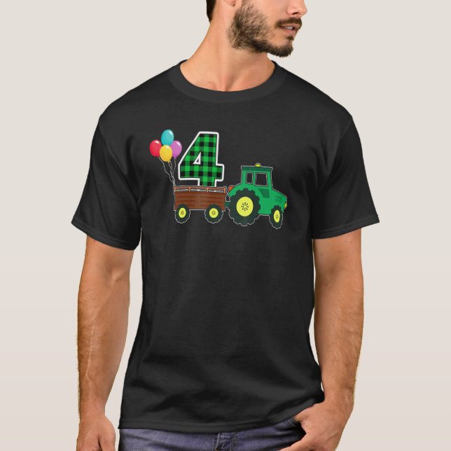 Camiseta Fazenda Trator 4º Aniversário 4º Aniversário de 4  (Frente)