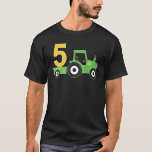 Camiseta Fazenda Trator 5 de Aniversário de 5 Anos de Idade