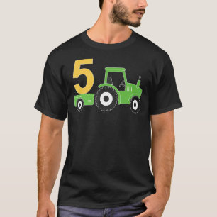 Camiseta Fazenda Trator 5 de Aniversário de 5 Anos de Idade