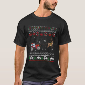 Camiseta Fazenda Trator Reindeer Diversão Farmante de Natal