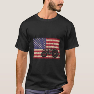 Camiseta Fazenda Trators American Flag Patriotic Vintage Fa