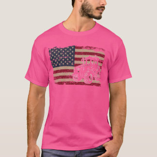 Camiseta Fazenda Trators USA Flag Patriotic Farming Gift