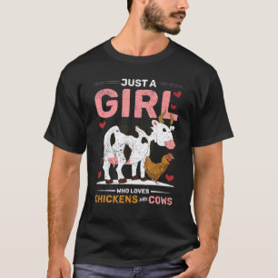 Camiseta Fazenda Vaca Animal Farmer Raparigas Galinhas Gali