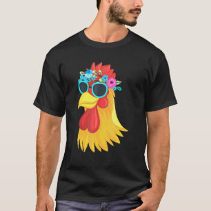 Camiseta Fazendeira de Galinha Fofa Coroa Floral Hippie Faz
