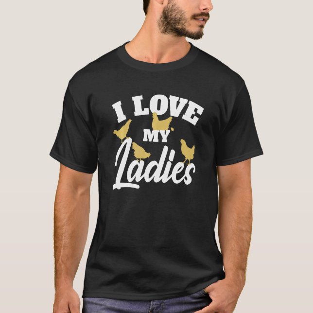 Camiseta Fazendeiro de Frango & Amante de Frango - Eu Amo M (Frente)