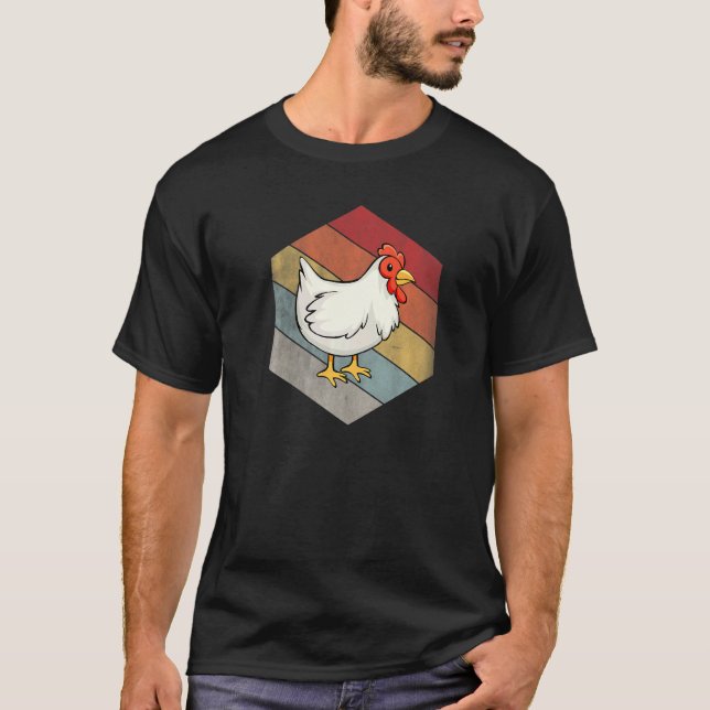 Camiseta Fazendeiro de Frango Geométrico Distressed Vintage (Frente)