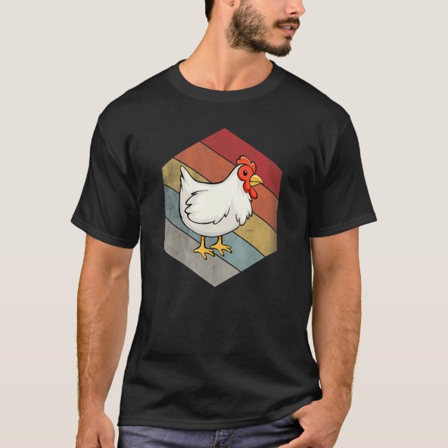 Camiseta Fazendeiro de Frango Geométrico Distressed Vintage (Frente)