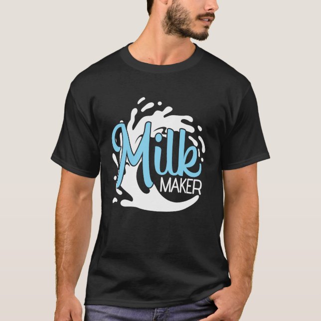 Camiseta Fazendeiro de Leite Maker Cool Café da Manhã Vaca  (Frente)