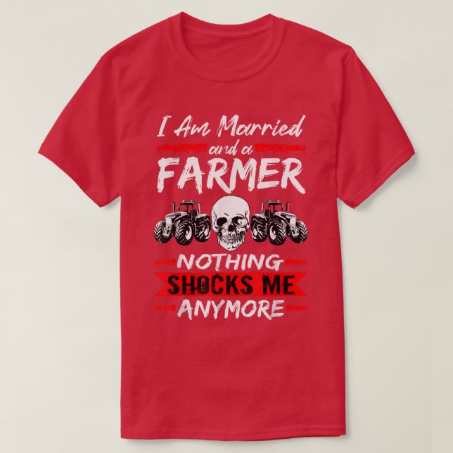 Camiseta Fazendeiro De Mens, Eu Sou Casado E Um Agricultor  (Frente do Design)