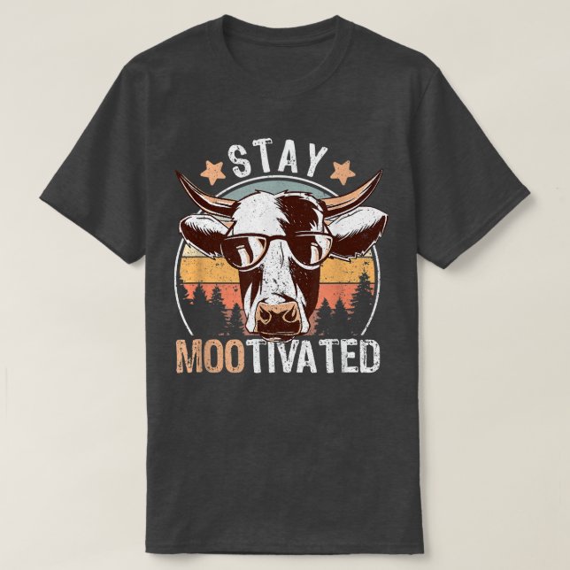 Camiseta Fazendeiro De Vaca Engraçado Citação Pun Fique Mot (Frente do Design)