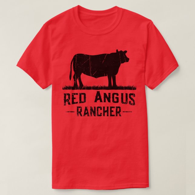 Camiseta Fazendeiro de Vaca Red Angus Rancher (Frente do Design)