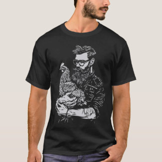 Camiseta Fazendeiro que cuida da Camisa-T de Frango