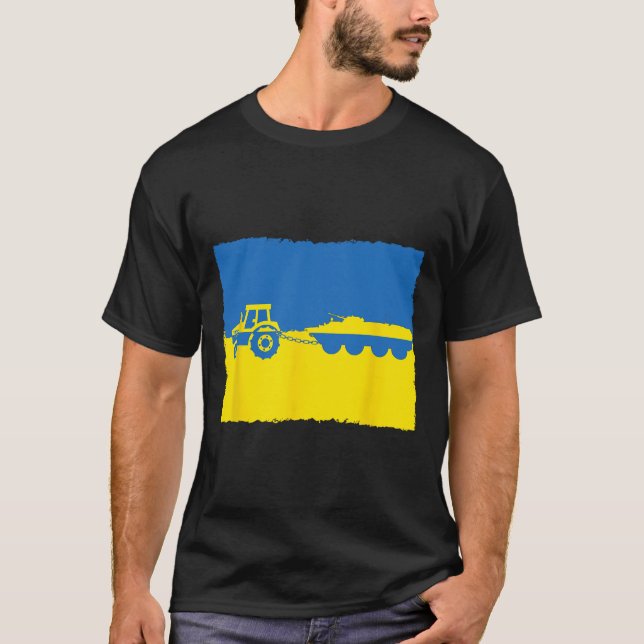 Camiseta Fazendeiro ucraniano engraçado rouba tanque russo  (Frente)