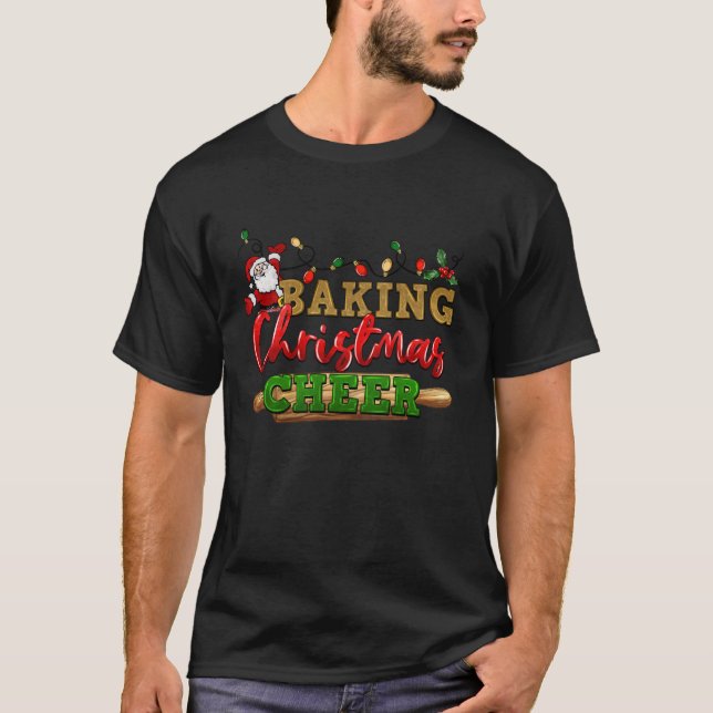 Camiseta Fazendo Natal Cheer Papai Noel Natal Luzes Xmas Pa (Frente)