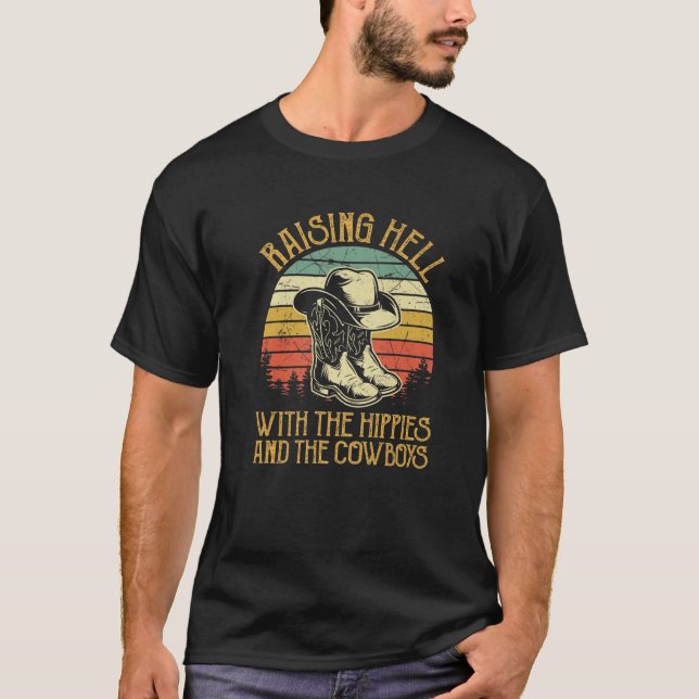 Camiseta Fazendo Raios Com Os Hippies E Os Cowboys T Fu (Frente)