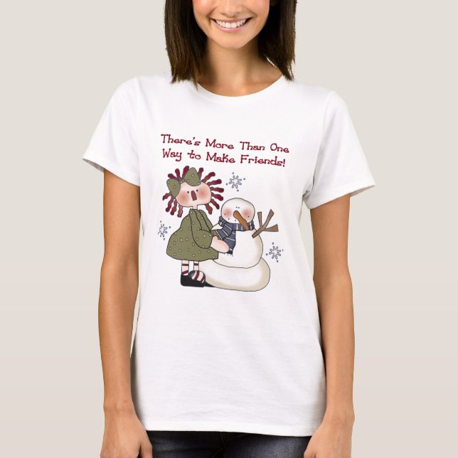 Camiseta Fazer Amigos Snowman T-shirts e presentes (Frente)