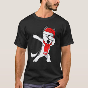 Camiseta Fazer Dabbing Husky Roupa de Natal Engraçada Amant