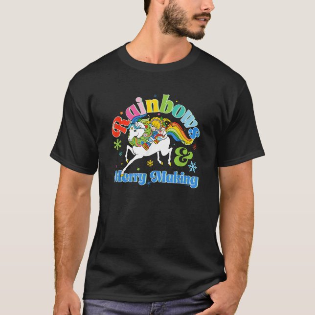 Camiseta Fazer de Feliz Rainbow Brite Christmas Rainbows (Frente)