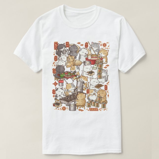 Camiseta Fazer de Gato de Ano Novo Chinês Kuih Kapit (Frente do Design)