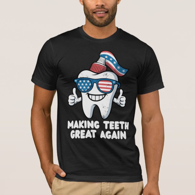 Camiseta Fazer Dente Excelente Novamente 4 De Julho America (Frente)