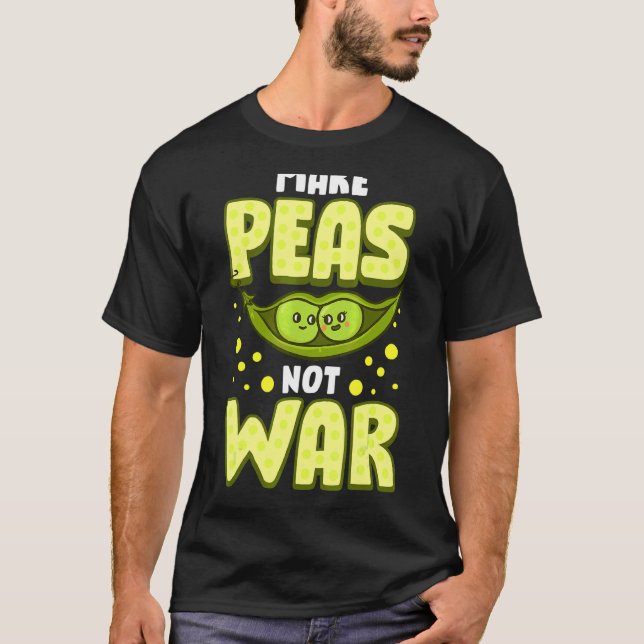 Camiseta Fazer Ervilhas Não Guerra Vegetal Pun Vegan (Frente)