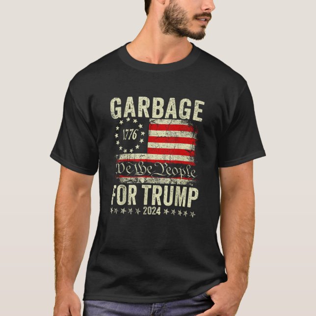 Camiseta Fazer Excelente De Lixo Novamente Trump 2024 (Frente)