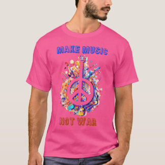 Camiseta Fazer Música Não Guerra Amadurece Hippie Peace vin