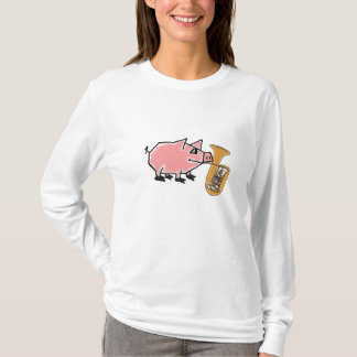 Camiseta FB porco engraçado que joga o t-shirt da tuba